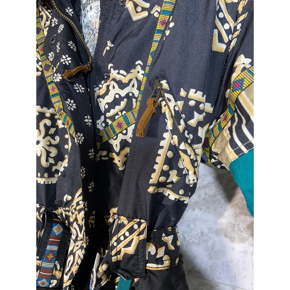 Obermeyer VTG Women's Petite Sz 4 Belted Ski Snow Suit Jumper Black Retro Print - Picture 10 of 16
